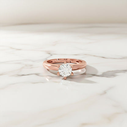 Rose Gold Round Solitaire Wedding, Anniversary Ring