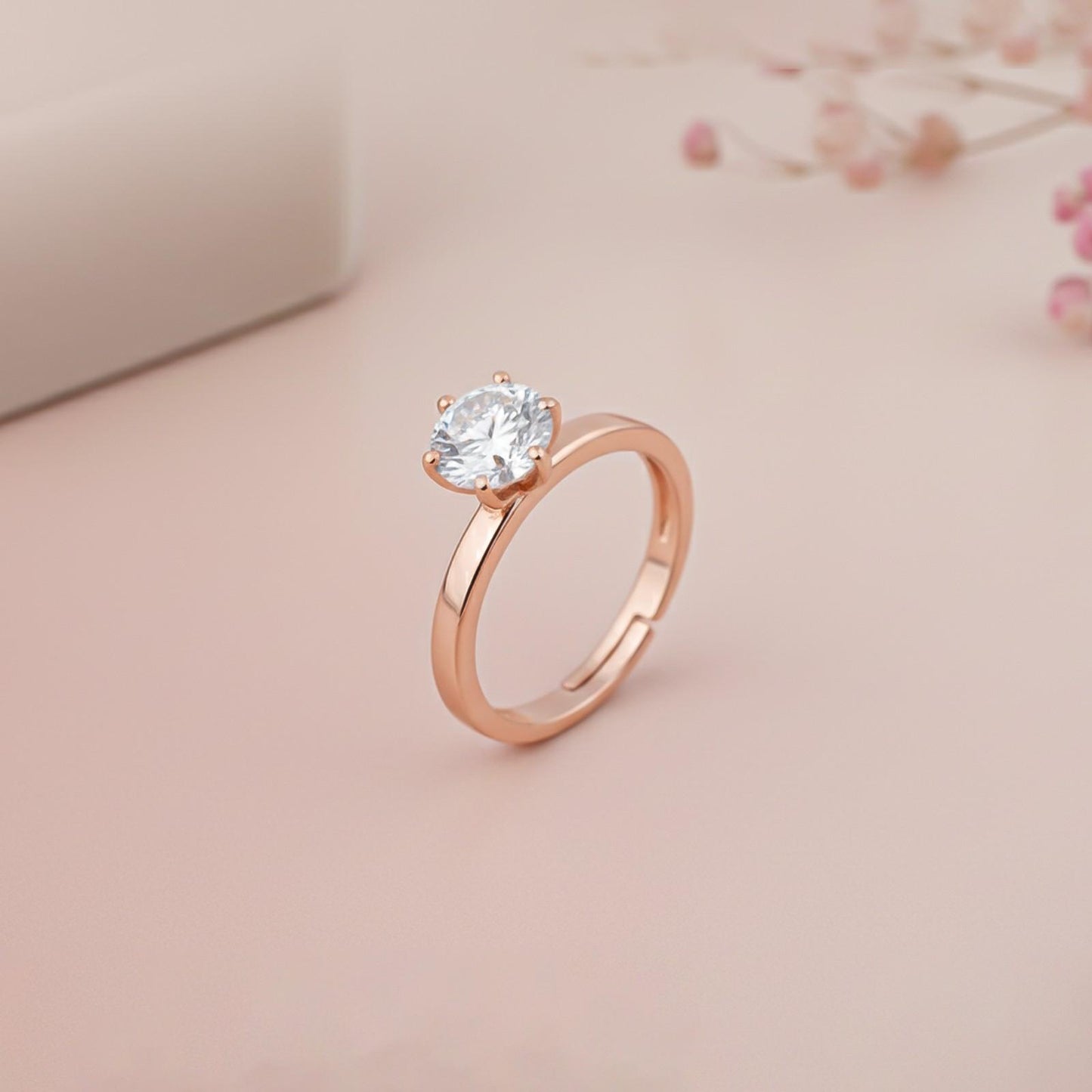 Rose Gold Round Solitaire Wedding, Anniversary Ring