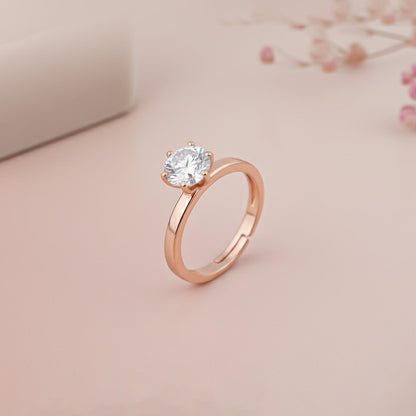 Rose Gold Round Solitaire Wedding, Anniversary Ring