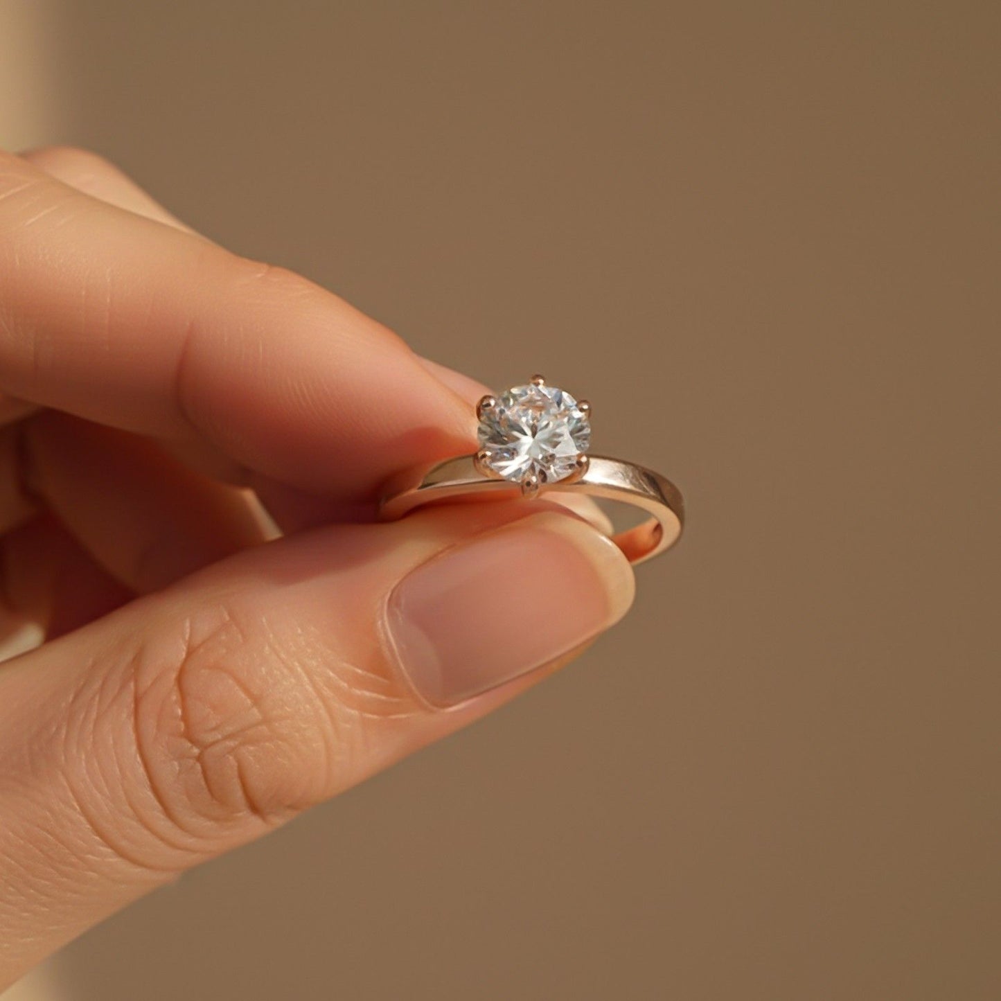 Rose Gold Round Solitaire Wedding, Anniversary Ring