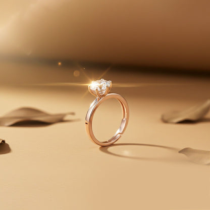 Rose Gold Round Solitaire Wedding, Anniversary Ring
