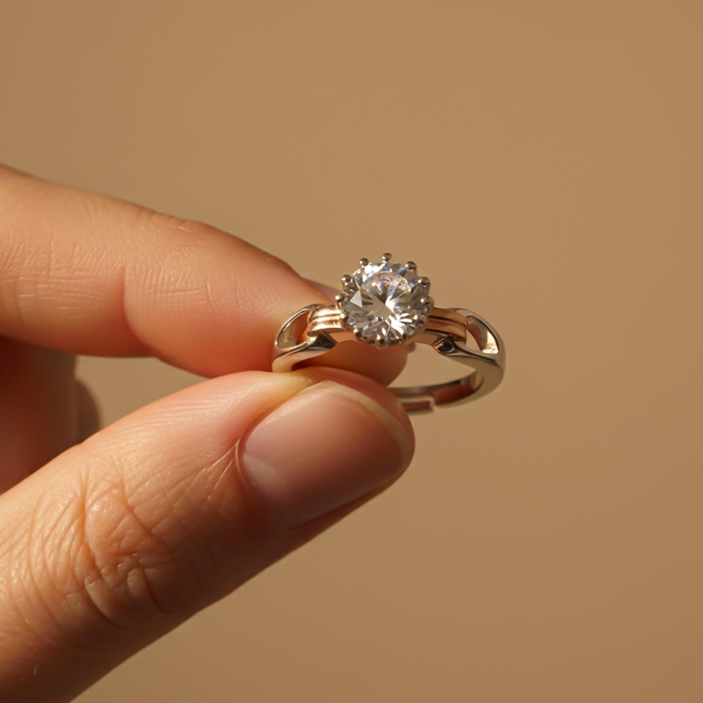 Silver CZ Round Solitaire Ring