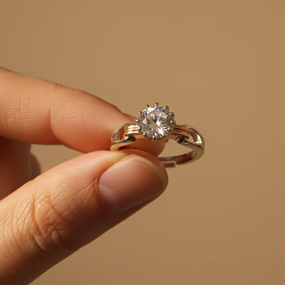 Silver CZ Round Solitaire Ring