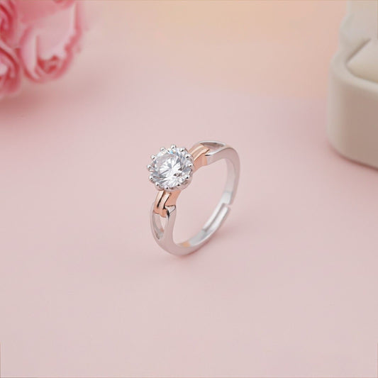 Silver CZ Round Solitaire Ring