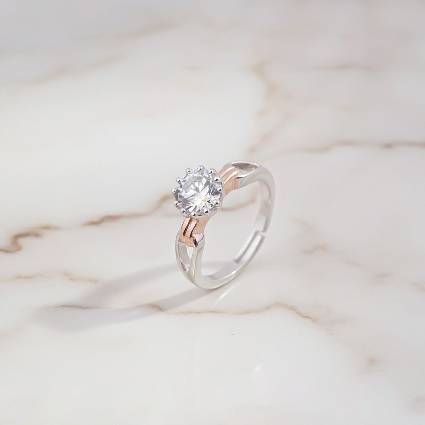 Silver CZ Round Solitaire Ring