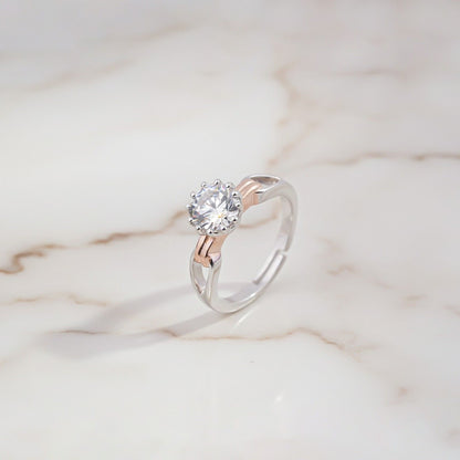 Silver CZ Round Solitaire Ring