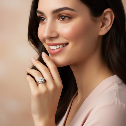 Sterling Silver Round Halo Style Ring