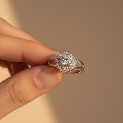 Sterling Silver Round Halo Style Ring