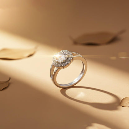 Sterling Silver Round Halo Style Ring