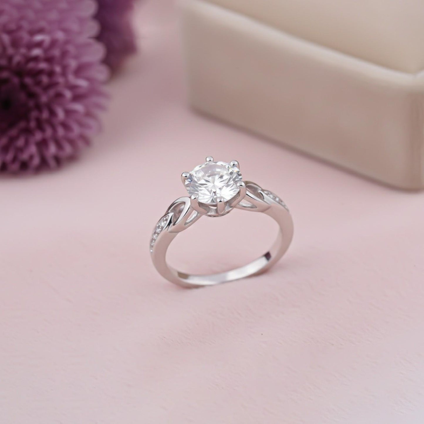 Silver Sterling Round Solitaire Ring