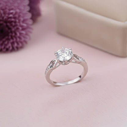 Silver Sterling Round Solitaire Ring