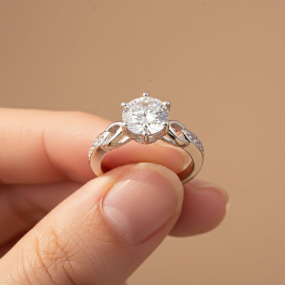 Silver Sterling Round Solitaire Ring