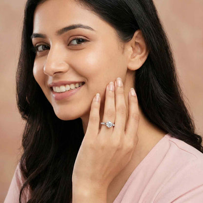 Silver Sterling Round Solitaire Ring