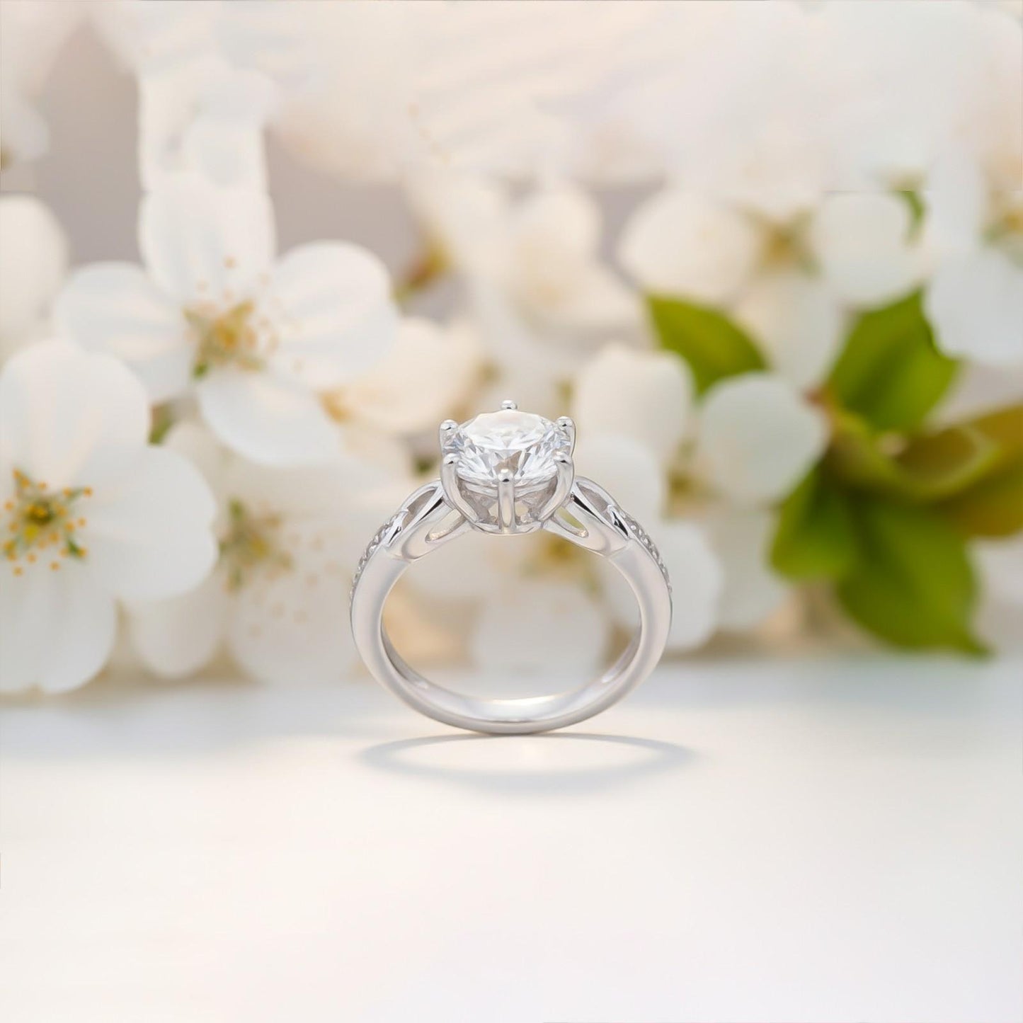 Silver Sterling Round Solitaire Ring