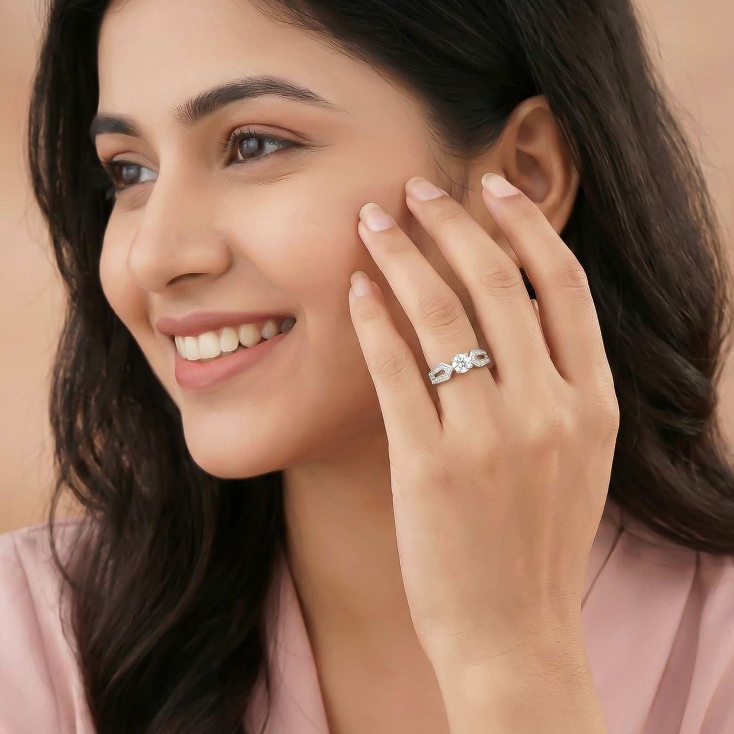 Silver Zircon Elegant Loop Ring