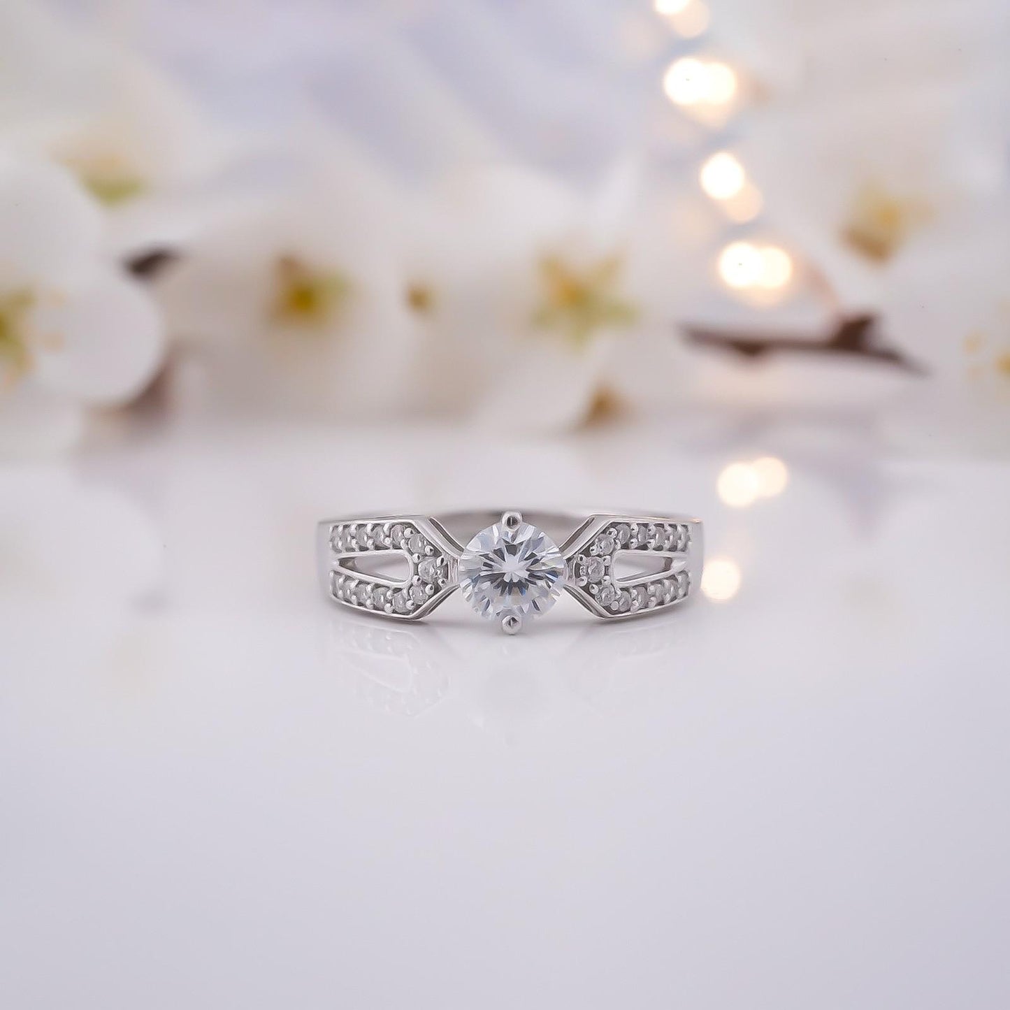 Silver Zircon Elegant Loop Ring