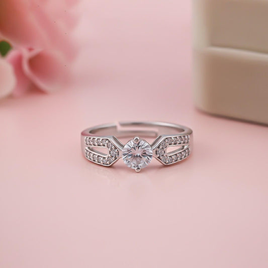 Silver Zircon Elegant Loop Ring