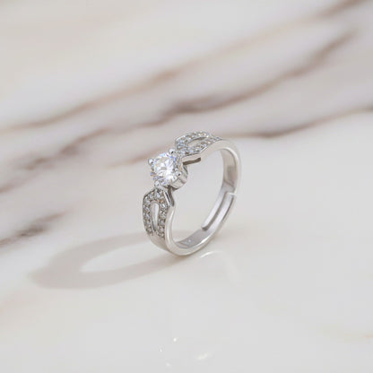 Silver Zircon Elegant Loop Ring
