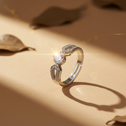 Silver Zircon Elegant Loop Ring