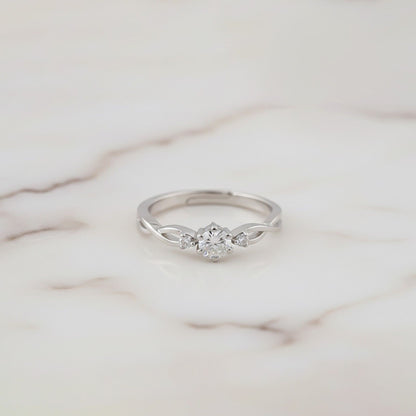 Silver Solitaire Three Stone Ring