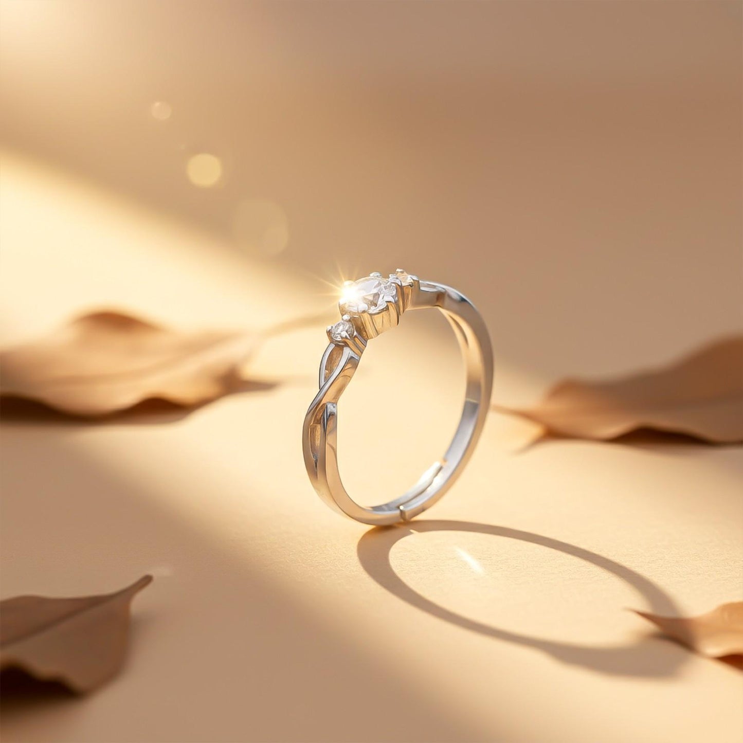 Silver Solitaire Three Stone Ring