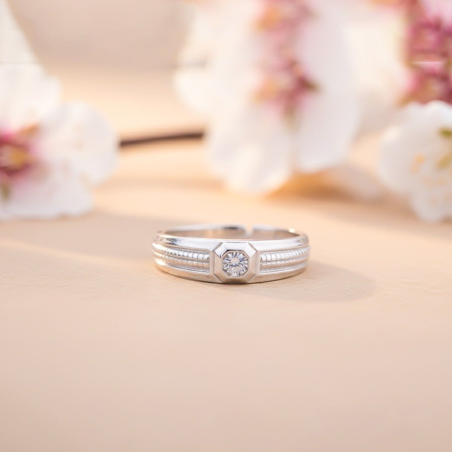 Silver Solitaire Band For Him