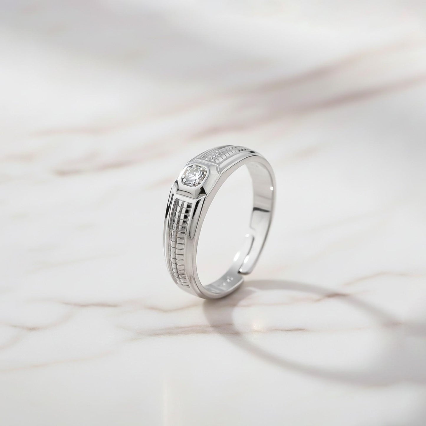 Silver Solitaire Band For Him
