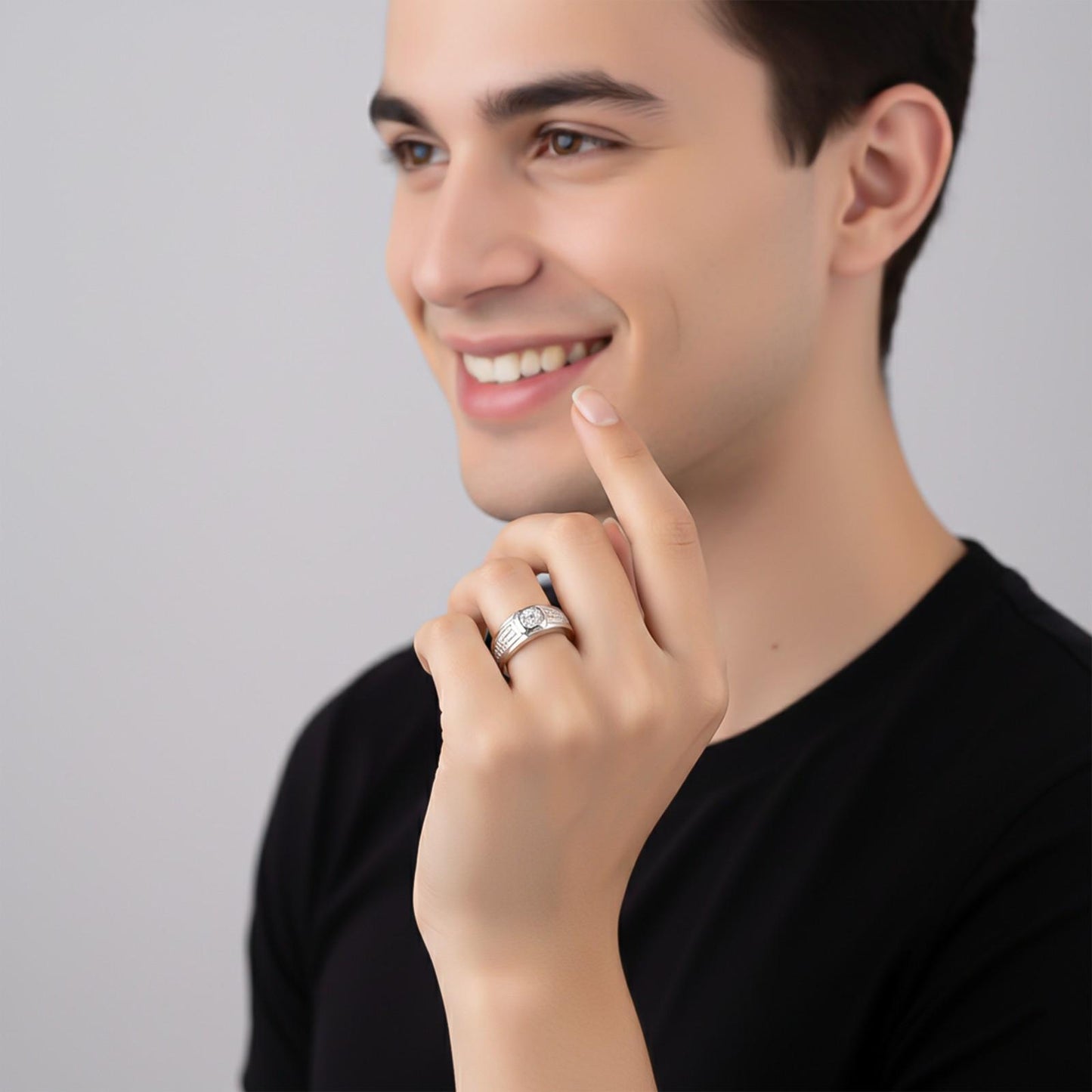 Silver Solitaire Band For Him