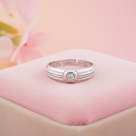 Silver Solitaire Band For Him