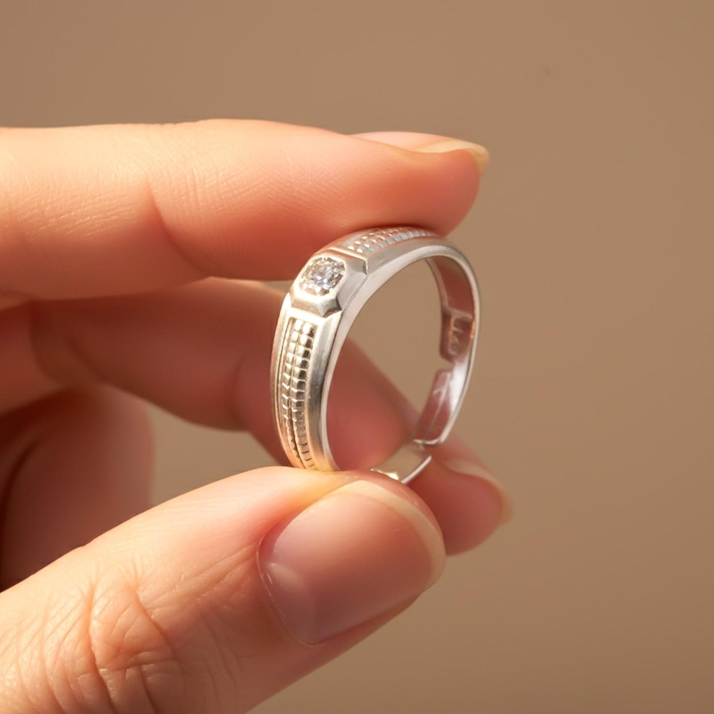 Silver Solitaire Band For Him