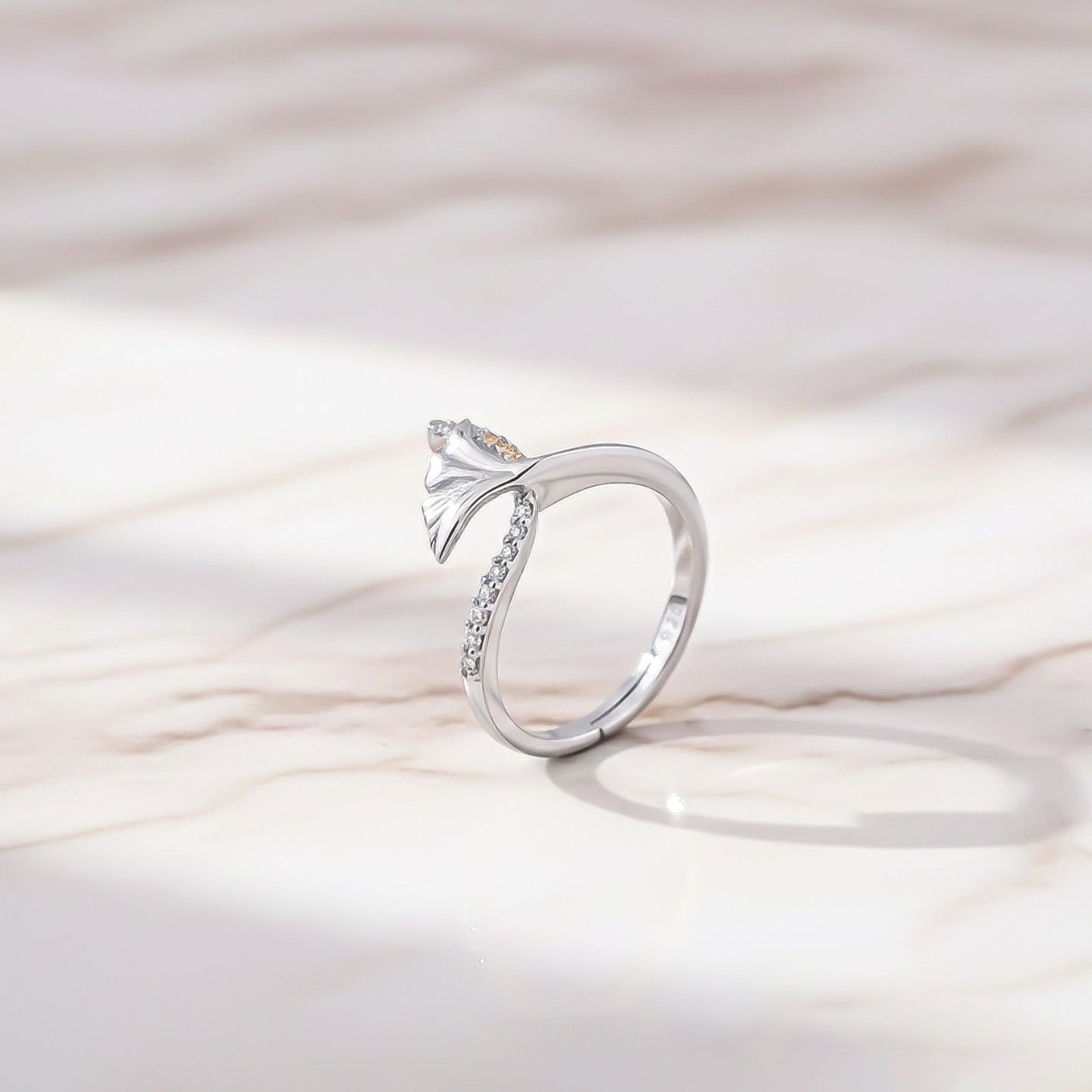 Silver Petals & Diamond Ring
