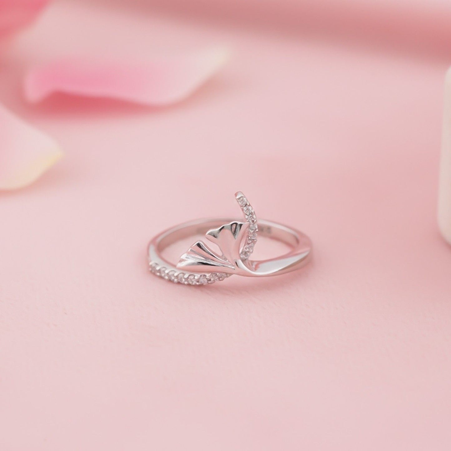Silver Petals & Diamond Ring
