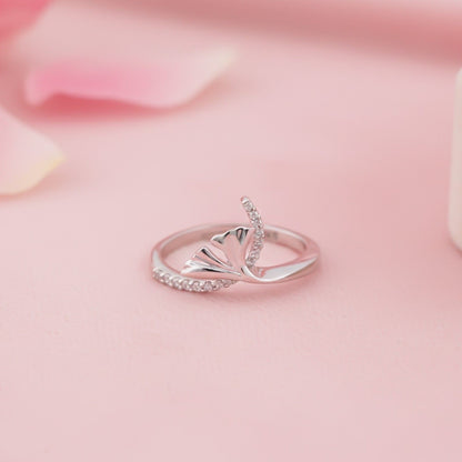 Silver Petals & Diamond Ring
