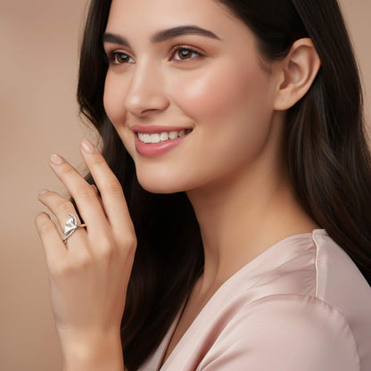 Silver Petals & Diamond Ring