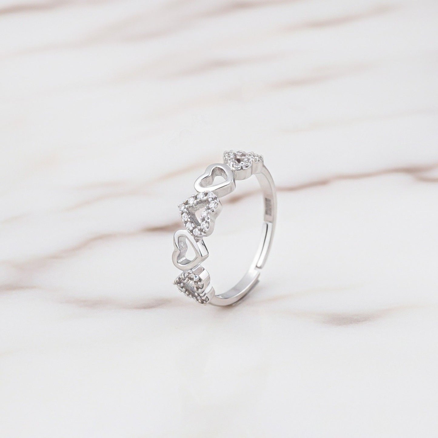 Silver Heart Eternity Band Ring