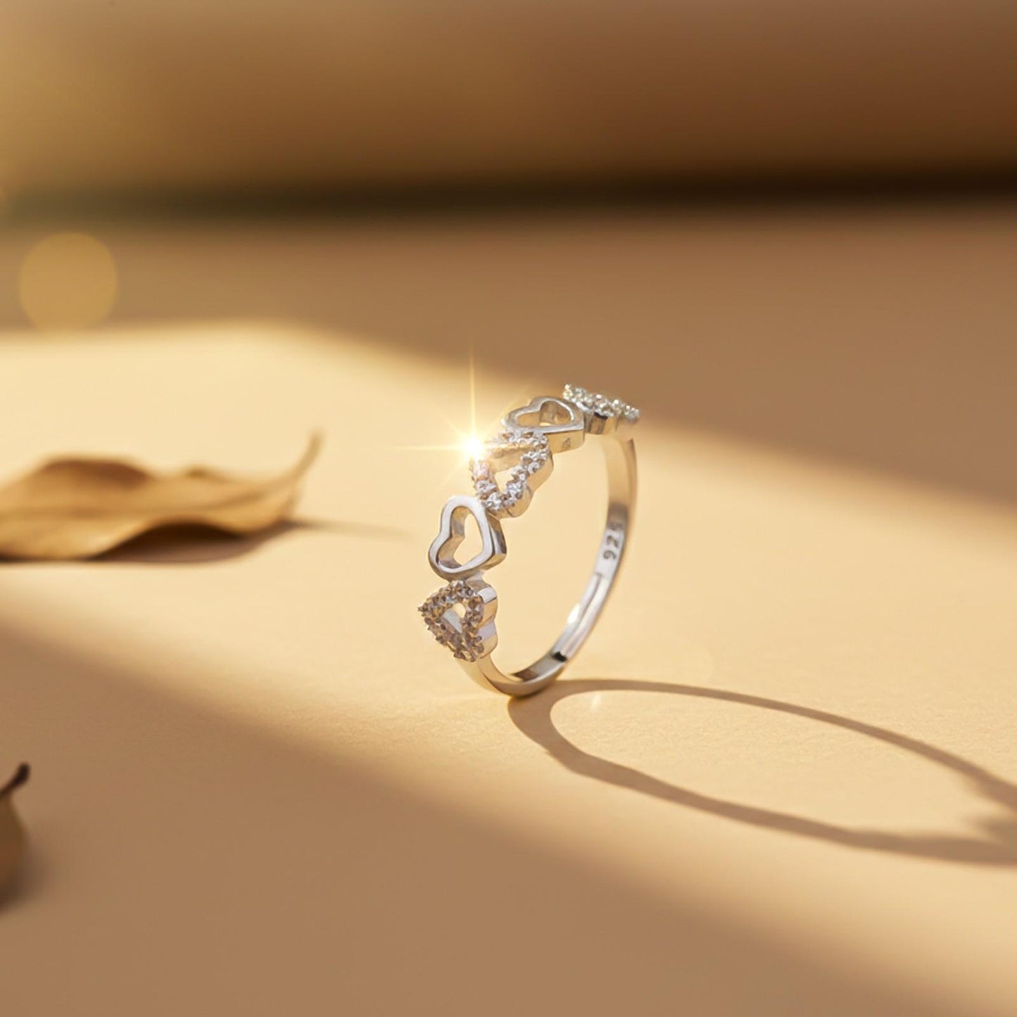 Silver Heart Eternity Band Ring
