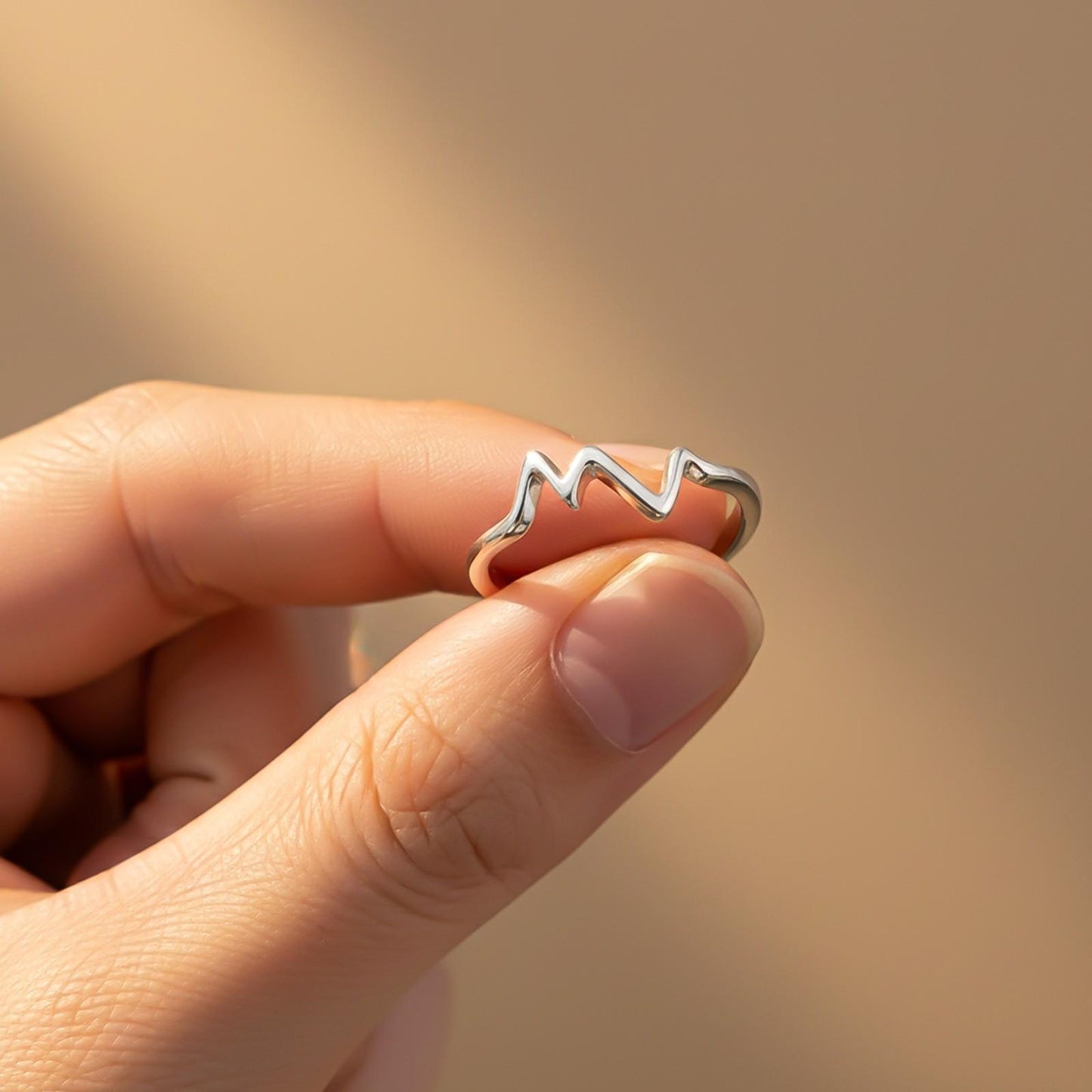 Silver Zircon Heartbeat Ring