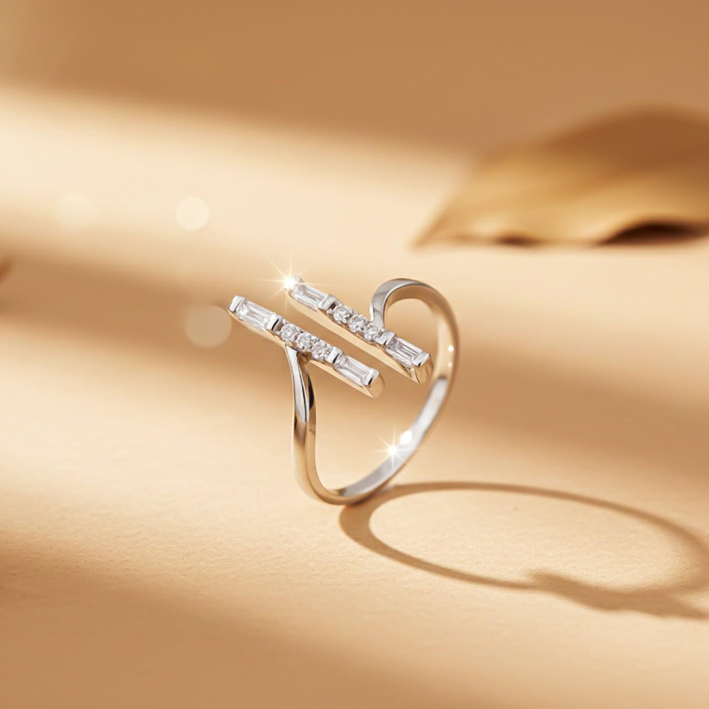 Silver Zircon Double Bar Ring