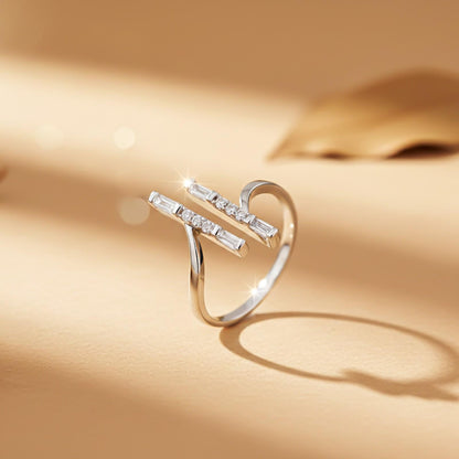 Silver Zircon Double Bar Ring