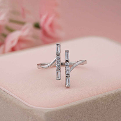 Silver Zircon Double Bar Ring