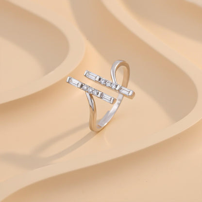 Silver Zircon Double Bar Ring