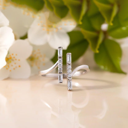 Silver Zircon Double Bar Ring