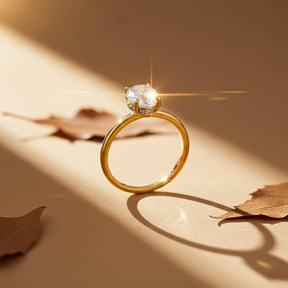 Golden Oval Solitaire Engagement Ring