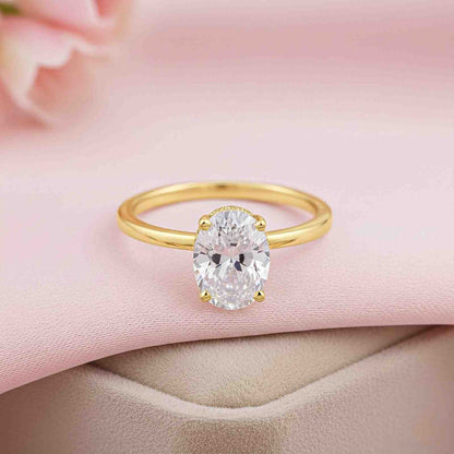 Golden Oval Solitaire Engagement Ring