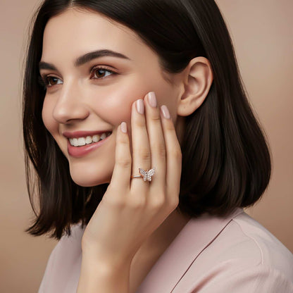 Rose Gold Glimmer Butterfly Ring