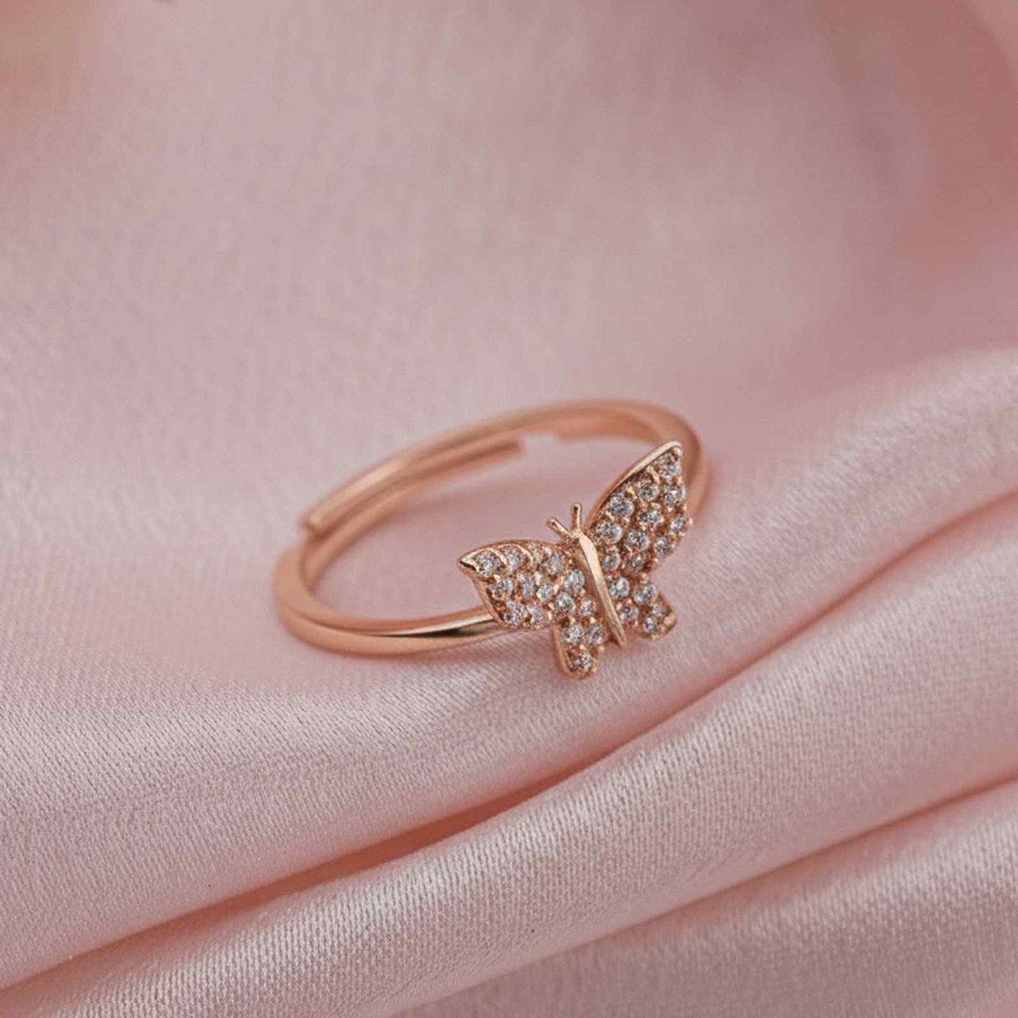 Rose Gold Glimmer Butterfly Ring