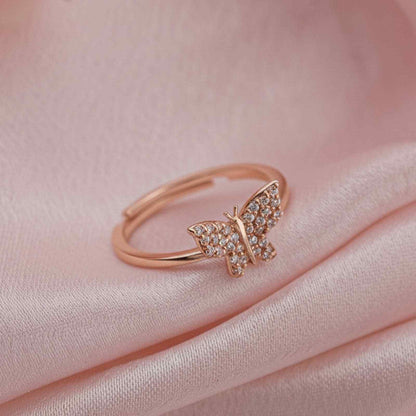 Rose Gold Glimmer Butterfly Ring