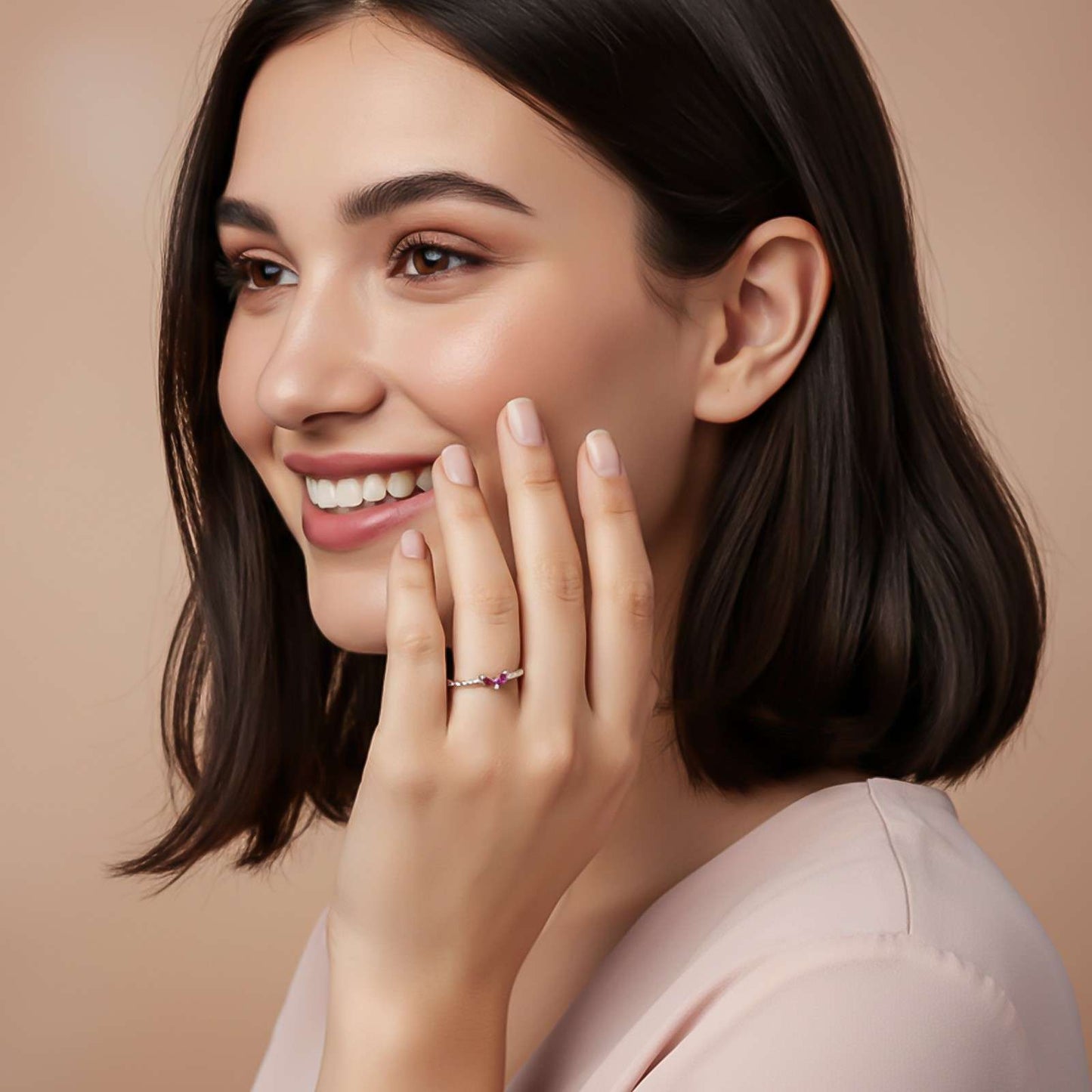 Rose Gold Ruby Danaid Heart Ring