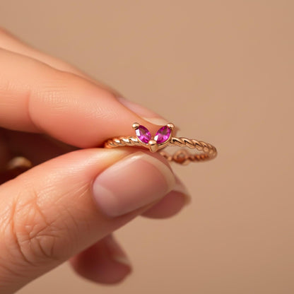 Rose Gold Ruby Danaid Heart Ring