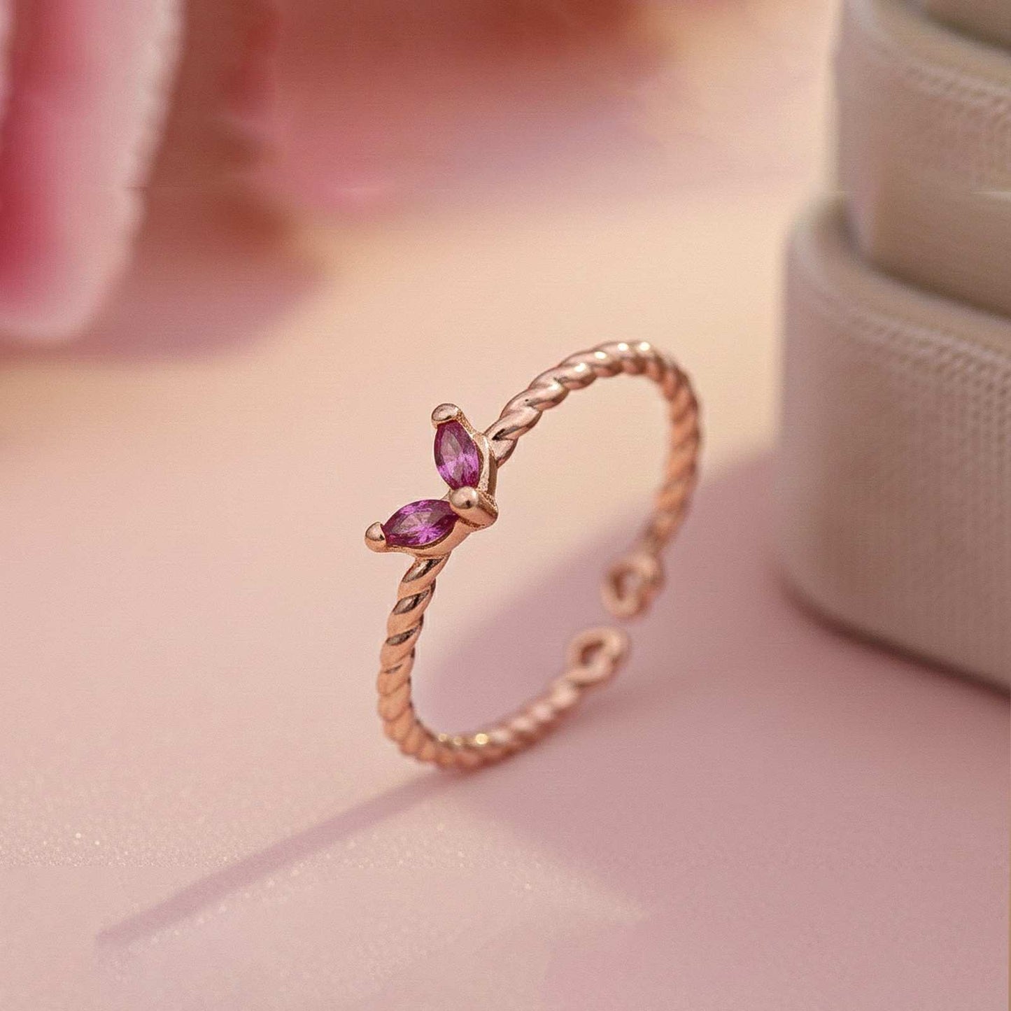 Rose Gold Ruby Danaid Heart Ring